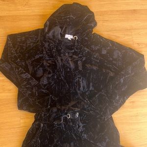 Black Velour 2 piece jogging set